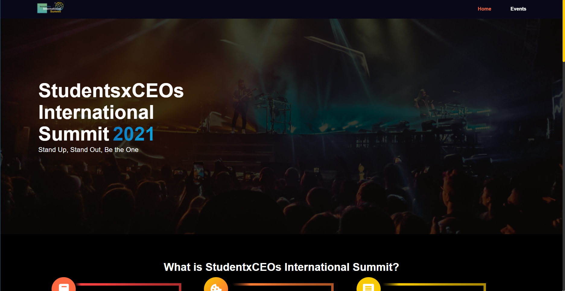 Screenshot of the SxC International Summit landing page